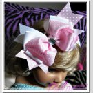 F206e  pink poka dot 6inch boutique bow