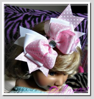 F206e  pink poka dot 6inch boutique bow