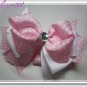 F206e  pink poka dot 6inch boutique bow