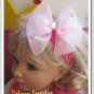 F205a chiffon pink feather 6inch boutique bow