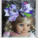 F205b Fun Party lavender & leopard 6inch boutique bow