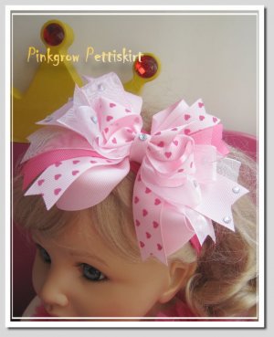 F205c Fun Party pink sweet heart 6inch boutique bow