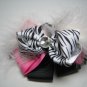 F205d zebra feather 6inch boutique bow