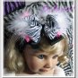 F205d zebra feather 6inch boutique bow