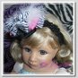 F205d zebra feather 6inch boutique bow