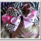 F205e leopard & pink poka dot 6inch boutique bow