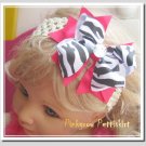 F204b zebra & hot pink 5inch boutique bow