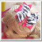 F204b zebra & hot pink 5inch boutique bow
