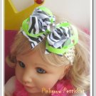 F204c zebra & lime 5inch boutique bow