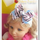 F204e zebra & aqua 5inch boutique bow