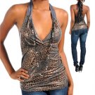 Animal Print Halter Top- With Necklace- Size Large