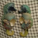 Small Seahorse Wall Hangings (Teal/yellow) (set of two)