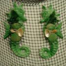 Large Seahorse Wall Plaques (natural Green) Set of Two