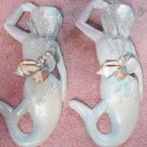 Mermaids Set Wall Plaque Pastel purple and teal w/pearl finsh