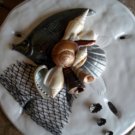 Sand Dollar Plaque Grey with Large Black Fish