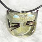 P134Y MURANO GLASS FUNKY CAT FACE PENDANT NECKLACE, FREE SHIPPING!!!