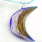 P491 MURANO LAMPWORK GLASS FANCY MOON PENDANT NECKLACE, FREE SHIPPING!!!