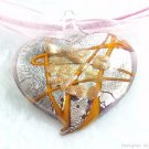 P504 MURANO LAMPWORK GLASS HEART PENDANT NECKLACE, FREE SHIPPING!!!