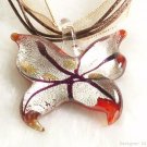 P521 MURANO LAMPWORK GLASS BUTTERFLY PENDANT NECKLACE, FREE SHIPPING!!!
