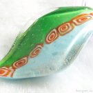 P524 MURANO GLASS BLUE MILLEFIORI LEAF PENDANT NECKLACE, FREE SHIPPING!!!