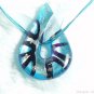 P544 MURANO LAMPWORK GLASS BLUE DROP PENDANT NECKLACE, FREE SHIPPING!!!