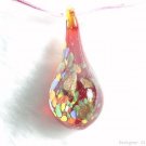 P553 MURANO LAMPWORK GLASS RED DROP PENDANT NECKLACE, FREE SHIPPING!!!