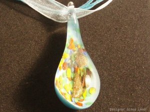 P554 MURANO LAMPWORK GLASS BLUE DROP PENDANT NECKLACE, FREE SHIPPING!!!