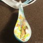 P554 MURANO LAMPWORK GLASS BLUE DROP PENDANT NECKLACE, FREE SHIPPING!!!