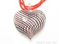 P962 HANDCRAFT BLOWN MURANO GLASS HEART PENDANT BEADS NECKLACE