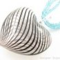 P963 HUGE BLOWN GLASS HEART PENDANT BEADS NECKLACE