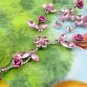 SS004 Elegant Pink Crystal AB crystal Flower Silver Tone Necklace Earrings Set Best for Gift