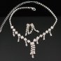 WS004 Elegant Simulated Diamond Wedding Bridal Necklace Earrings Set Best for Gift