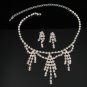 WS006 Elegant Simulated Diamond Silver Tone Wedding Bridal Necklace Earrings Set Best for Gift