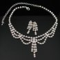 WS009 Elegant Simulated Diamond Silver Wedding Bridal Necklace Earrings Set Best for Gift