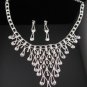 WS010 Elegant Simulated DiamondSilver Wedding Bridal Necklace Earrings Set Best for Gift