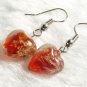ER027 Lampwork Glass Red Heart Earrings