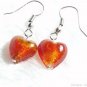 ER028 Lampwork Glass Red Heart Earrings