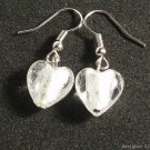 ER029 Lampwork Glass Snow White Heart Earrings