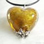 P005 LAMPWORK GLASS HEART SILVER PENDANT NECKLACE **FREE SHIPPING**