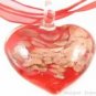 PE091 LAMPWORK GLASS RED HEART PENDANT EARRINGS SET
