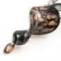 P1003 LAMPWORK GLASS BLACK TWISTER PENDANT NECKLACE