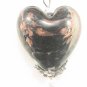 P1008 LAMPWORK GLASS BLACK HEART PENDANT NECKLACE