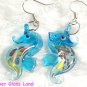PE040 RARE LAMPWORK GLASS SEAHORSE PENDANT EARRINGS SET