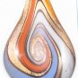P1012 LAMPWORK GLASS SILVER FOIL SWIRL LEAF PENDANT
