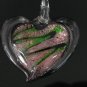 P1015 LAMPWORK GLASS SILVER FOIL BICOLOR HEART PENDANT