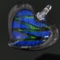 P1016 LAMPWORK GLASS SILVER FOIL BICOLOR HEART PENDANT