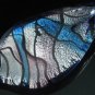 P1020 LAMPWORK GLASS NAVY SILVER FOIL LEAF PENDANT