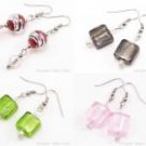 W203 LOT X 50 PAIRS LAMPWORK GLASS SILVER FOIL EARRINGS