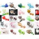 W209 LOT 10 SET LAMPWORK GLASS HEART PENDANT EARRINGS