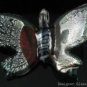 P1038 LAMPWORK GLASS SILVER FOIL BUTTERFLY PENDANT